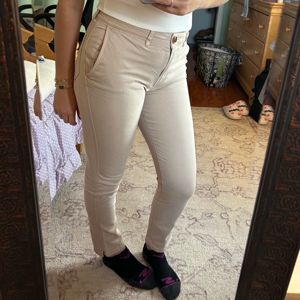 h&m tan low rise chinos